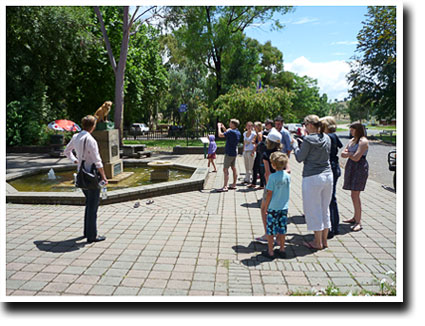 Coffee attracts a crowd who want a photo Coffee-dog attracts a crowd while on the tuckerbox.
